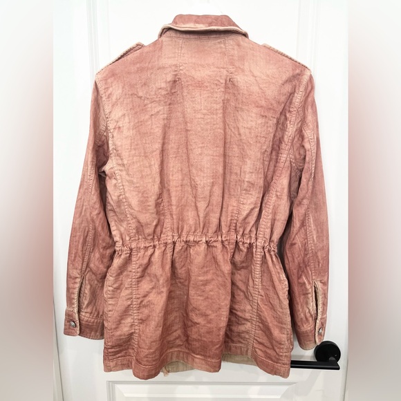 Free People Double Cloth Jacket Antique Pink Boho Military Cinch Waist Women’s S - Picture 9 of 15